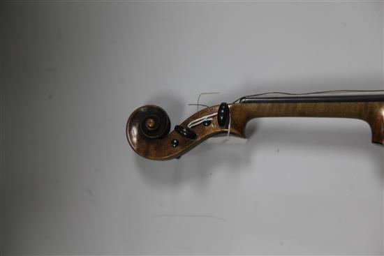 A German violin, follower of Johann Gottfried Hamm, late 19th century length of back 35.5cm (14in.), cased